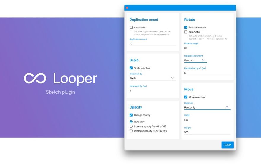 Looper - это плагин для Sketch, который автоматизирует дублирование групп и слоев