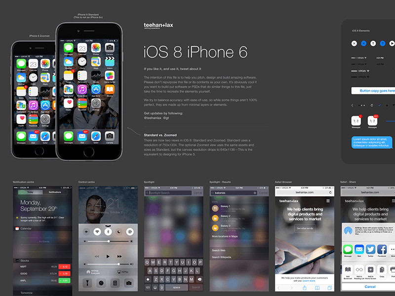 iOS 8 GUI исходник Sketch для IOS