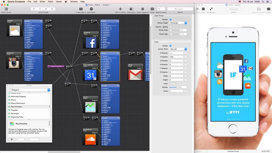 Facebook Origami Работает на Apple’s Quartz Composer для Mac. Это просмотрщик для тестирования на iPhone или iPad.