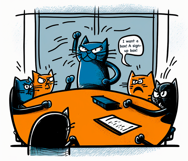 Кішка обговорює за столом зустрічі