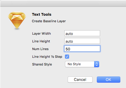 Плагин Sketch text tools - Создание слоя базовой линии - настройки