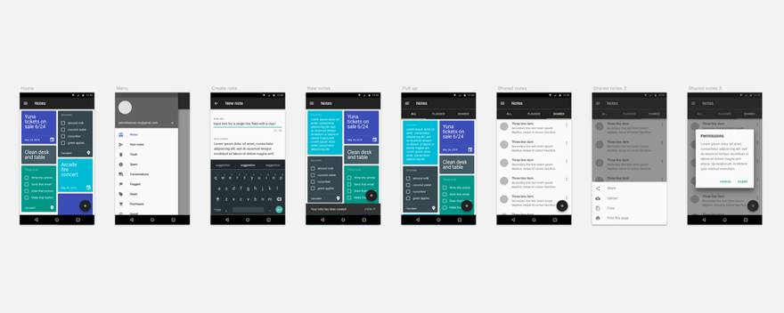 Мобильное Android приложения для заметок на основе Material Design в Sketch