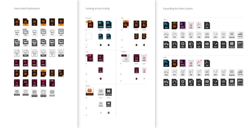 Скриншот ранних эскизов процесса Adobe