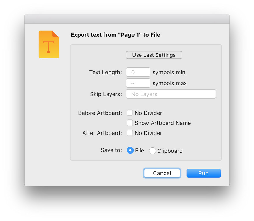 Export Text Sketch Plugin