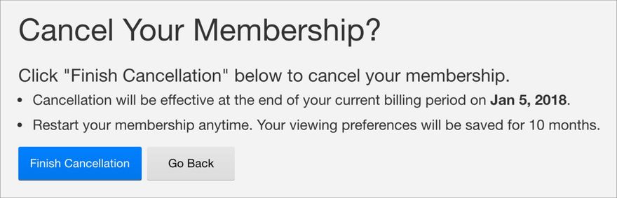 Netflix проверяет, что вы понимаете, как работает отмена, прежде чем вы нажмёте на эту кнопку