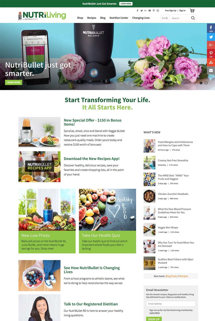 домашняя страница сайта NutriLiving 