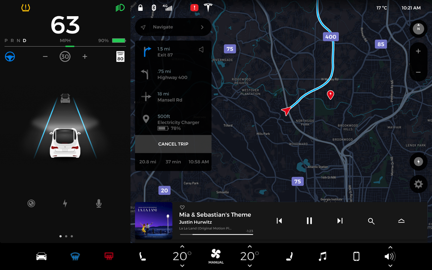 Интерфейс навигации Tesla