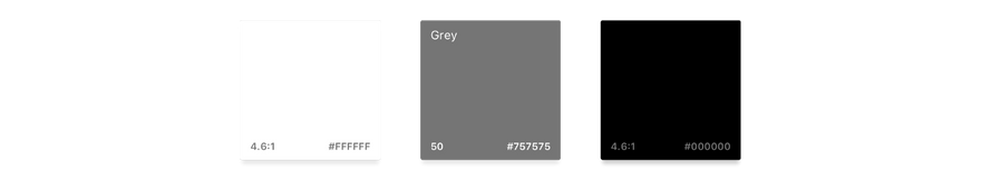 Серый-50 обеспечивает коэффициент контрастности 4,6 : 1, как для абсолютно белого, так и для черного. Рассчитано с использованием CCA