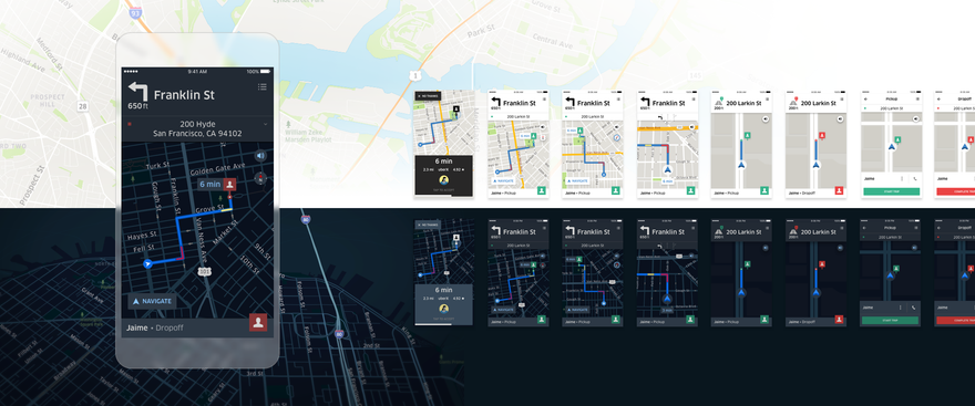 Uber Navigation. Дневной режим vs. Ночной режим