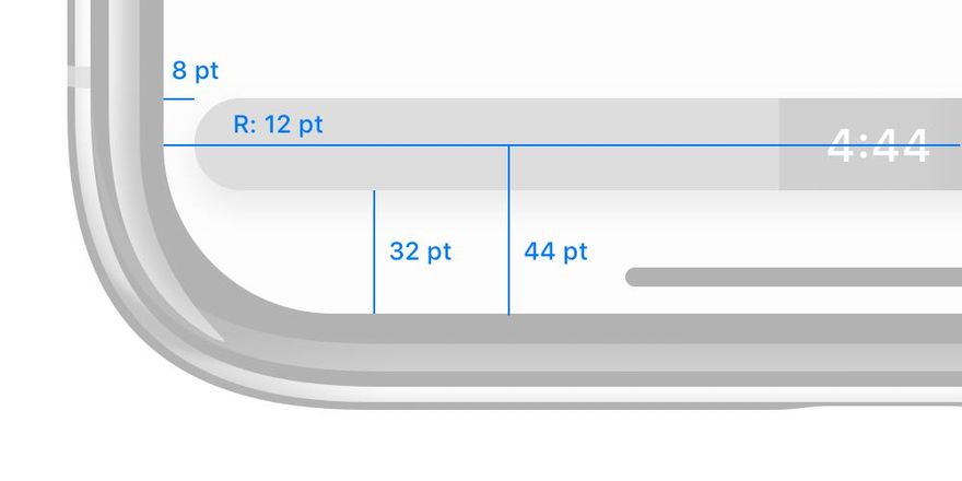 Отступы нижнего индикатора состояния iPhone X