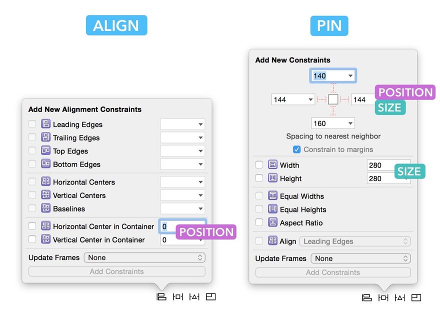 Обучение Swift и Xcode для дизайнера. align and pin